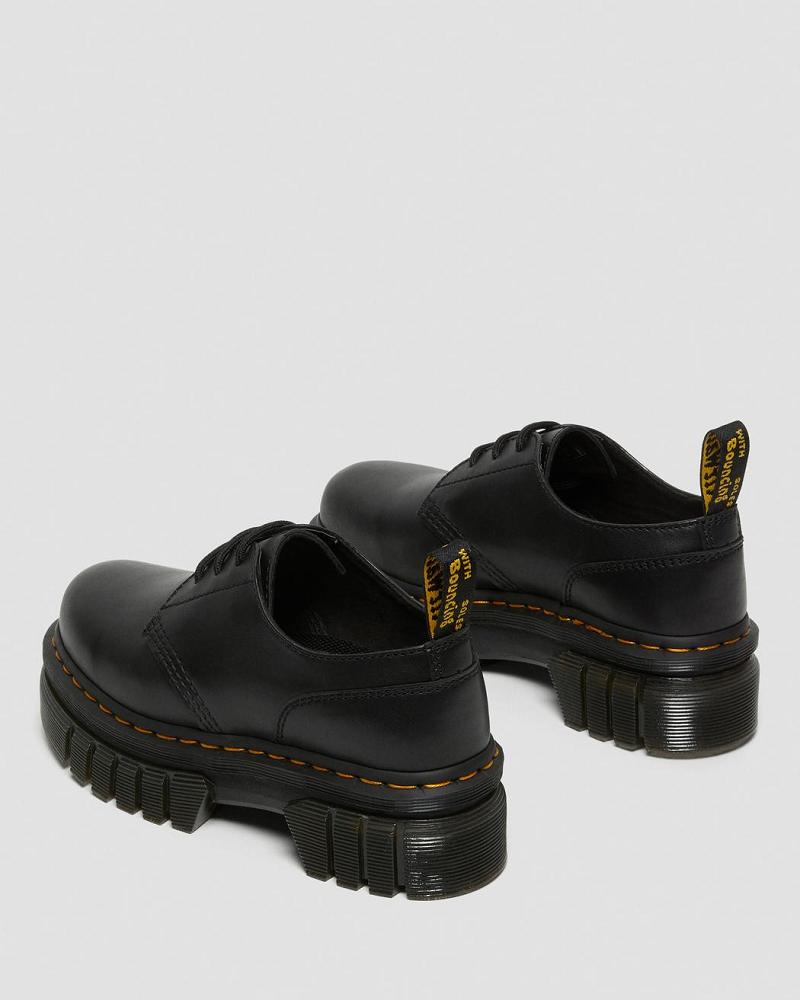 Dr Martens Audrick Nappa Læder Platform Sko Dame Sort | DK 391SGL